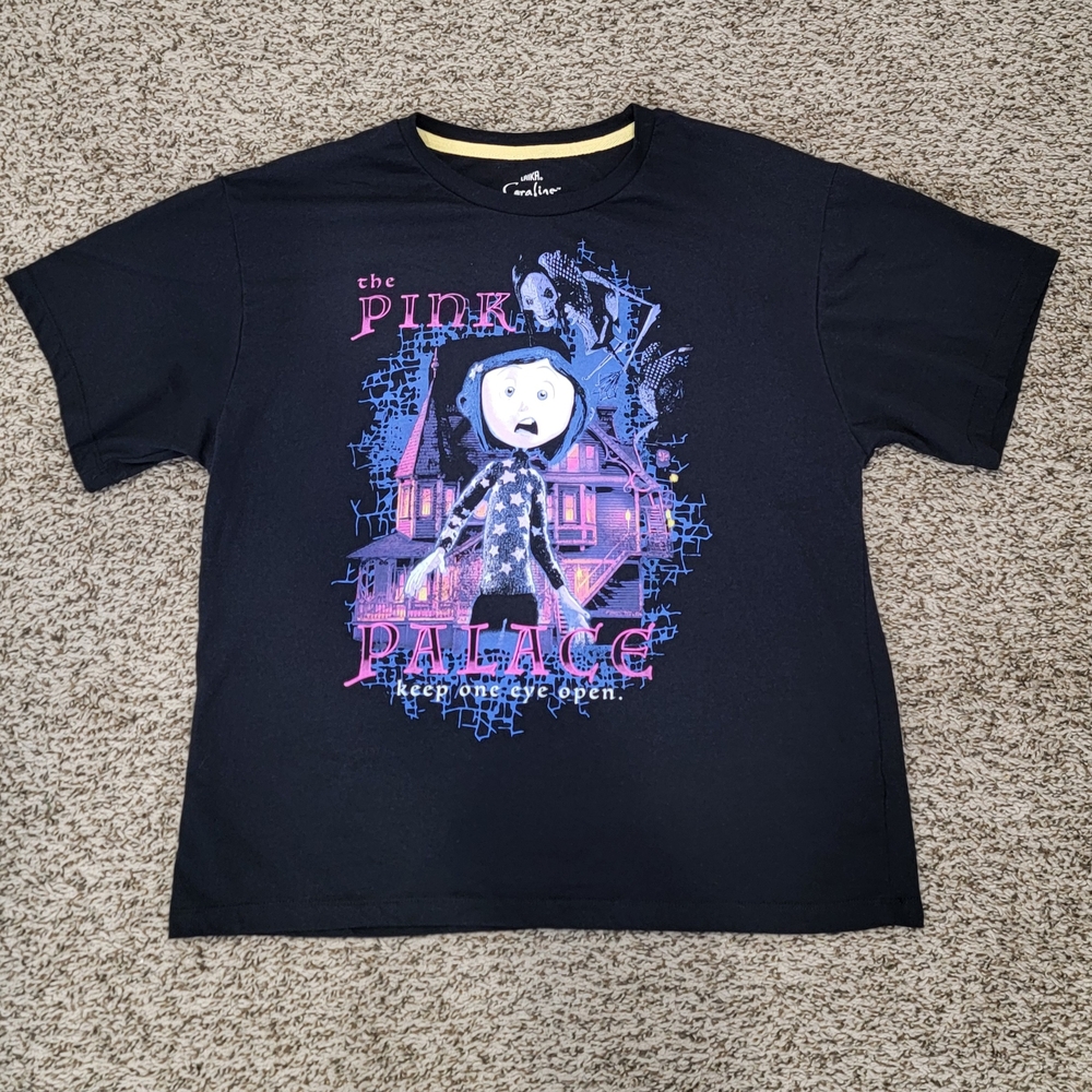 Coraline Black and Pink Graphic T-Shirt
